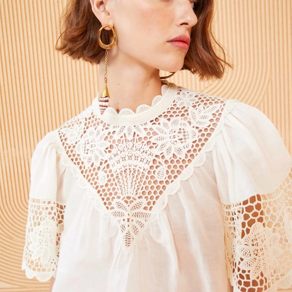 Ulla Johnson Sofia Top Ivory Size 6 - Picture 7 of 9
